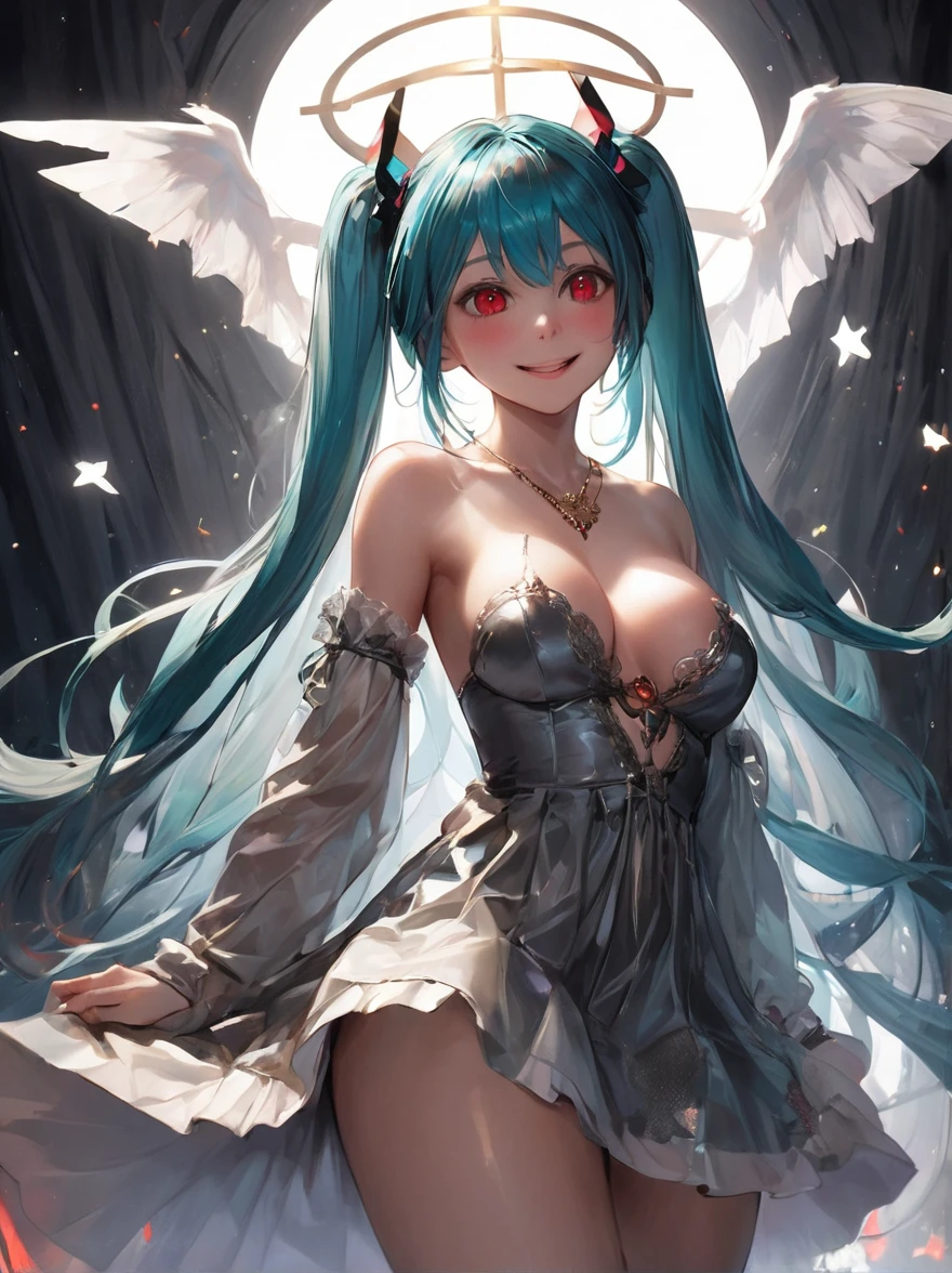 (masterpiece),(highest quality),(Super detailed),(Best illustrations),(Best Shadow),(Absurd),(Detailed Background),(so beautiful),(masterpiece),(highest quality),(Super detailed),(Best illustrations),(Best Shadow),(Absurd),(Detailed Background), (so beautiful)Extia, One girl, alone, Big Breasts, Long Hair, , , Hair between the eyes, drool, drugs, , empty eyes, blank eyes, drug, gleaming skin, clear lotion, , wrist cuffs, sweat, Dramatic lighting, , Pleated skirt, , , red cheek, One devil tail, , erotic smile, , , Beautiful nipples, bunny suit, Beautiful nipples, arms behind head, Sexy posture, dynamic pose, pussy, Shiny rosy lips, Decadent look, latex, rolling eyes, , garter belt, dark church background,Lens flare,The city lights in her eyes,Hatsune Miku
