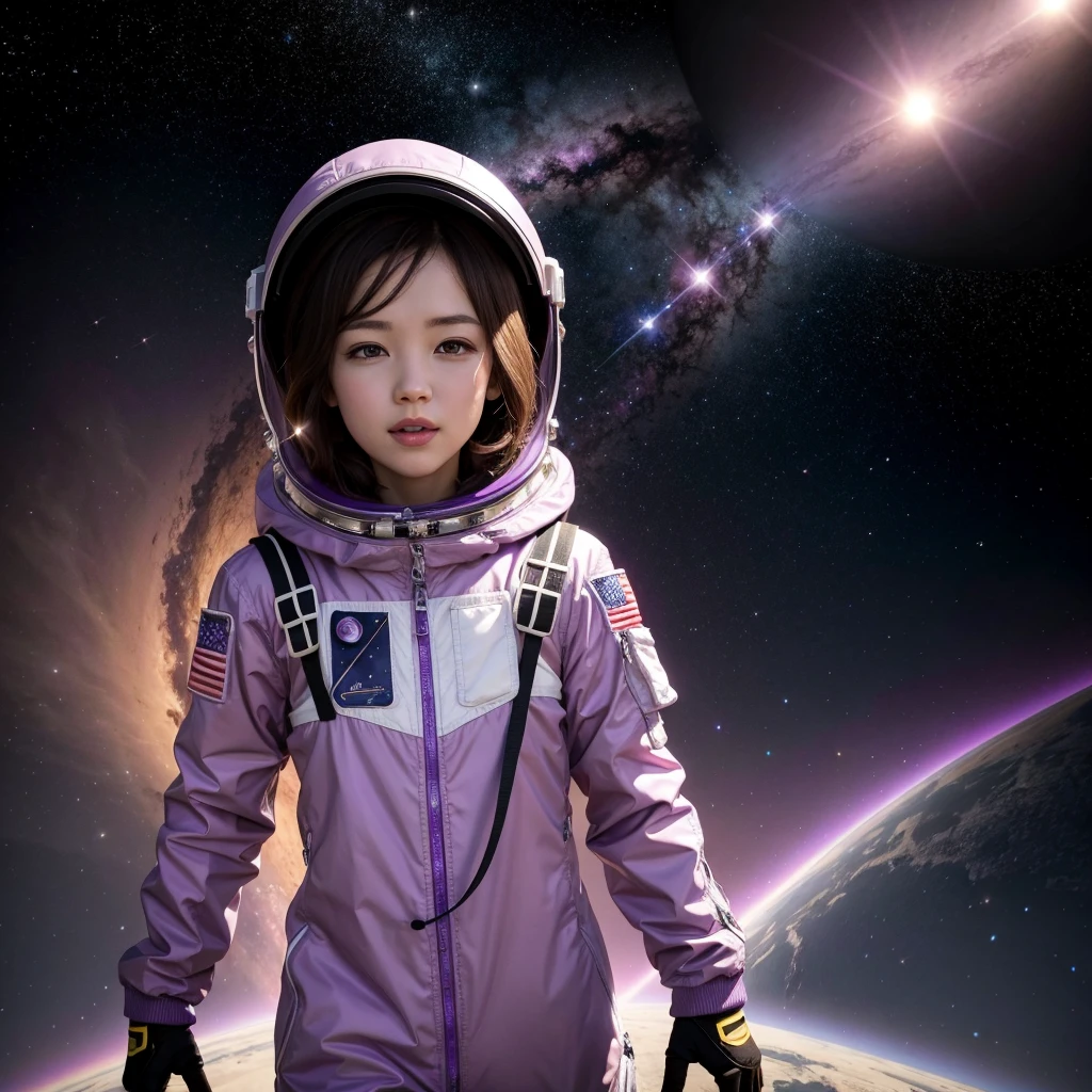 purple astronaut in the space