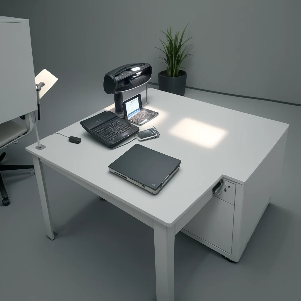 create an office desk in the same perspective as the image