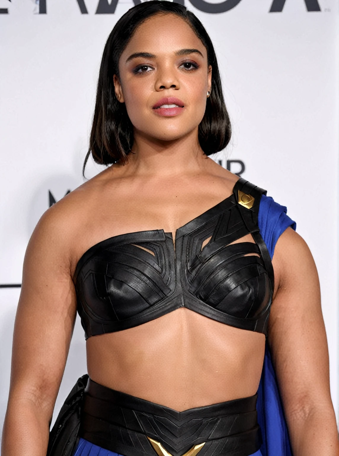 Extremely gorgeous woman Tessa Thompson AS A WAKANDAN WARRIOR, DETAILS, GOOD SKIN, highly detailed, skin pores, sharp focus, amazing details, 