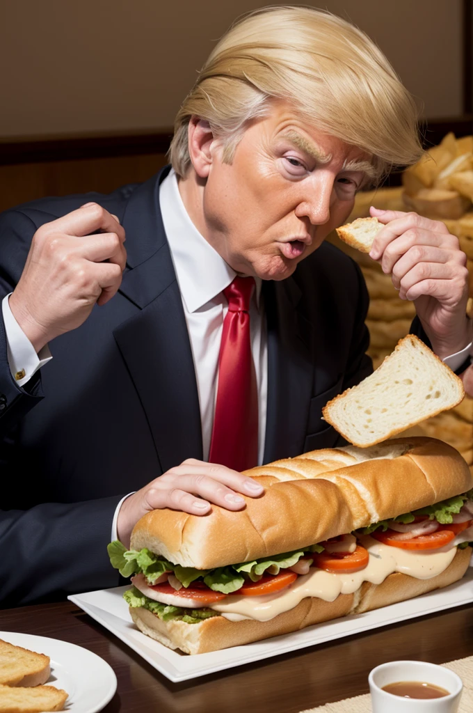 Donald Trump eating sandwich