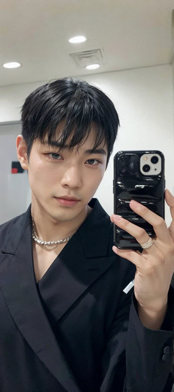 An Asian man, that holds your eyes between open. Your gaze is equally penetrating, foxy eyes