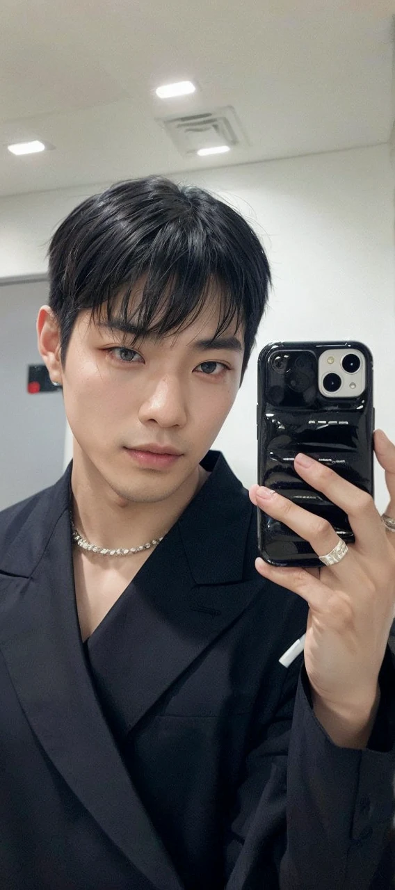 An Asian man, that holds your eyes between open. Your gaze is equally penetrating, foxy eyes