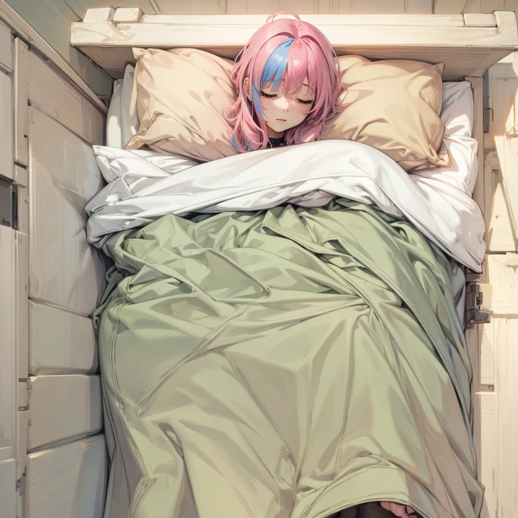 bed,Sleeping Beautiful Girl,Pink Hair,4k,8k,highest quality