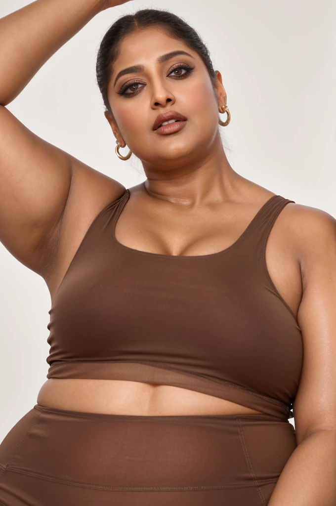 50yo mature MILF Anushka Shetty,((best quality)), ((masterpiece)), ((realistic)), eye kajal, eye liner, mascara, light red lips, curvy hot mommy figure, sensual Beauty, provoking body, extreme sweat, sweat soaked skin, slight stretch marks, alluring figure,  bulging figure, thick charming lady, curvy, thick navel, full figured woman, eye kajal, massive breast, full body, styled hair, pierced eyes, female face,royal aura, trend on artstation , sharp focus, studio photo, intricate detail, very detailed, detailed eye, illustration, very detailed, sharp focus, digital render, professional, 4k