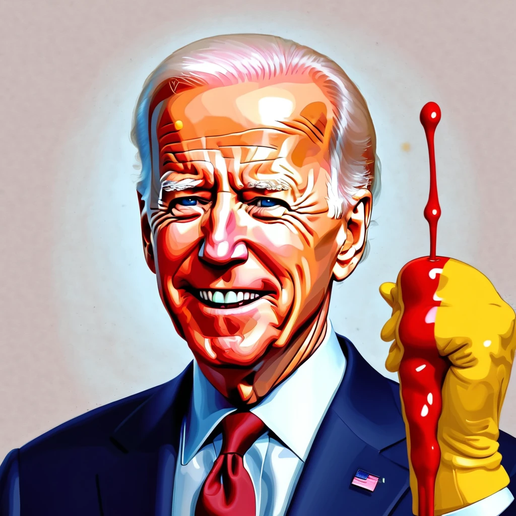 Create an amazing image of Joe Biden using the Ronald McDonald's art style