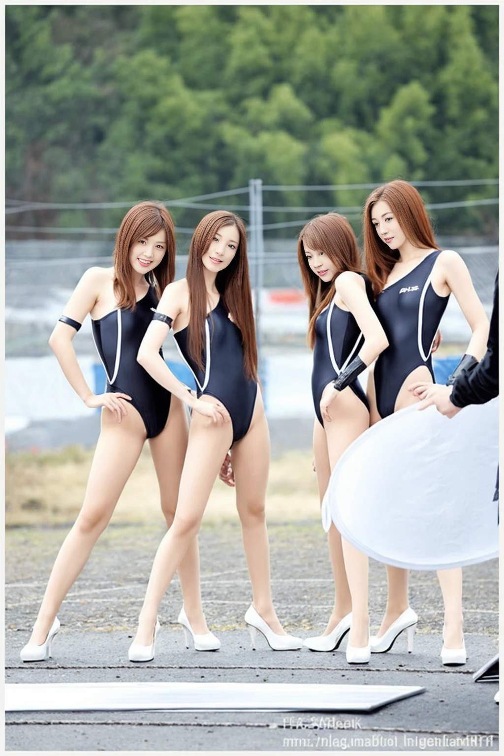 Super High Leg Competitive Swimsuit Black、Colossal tits、vests、Crotch Superbite、Savage competition swimsuit、I'm wearing pin heels、8K、broach、Plain competitive swimwear、One-shoulder competitive swimsuit