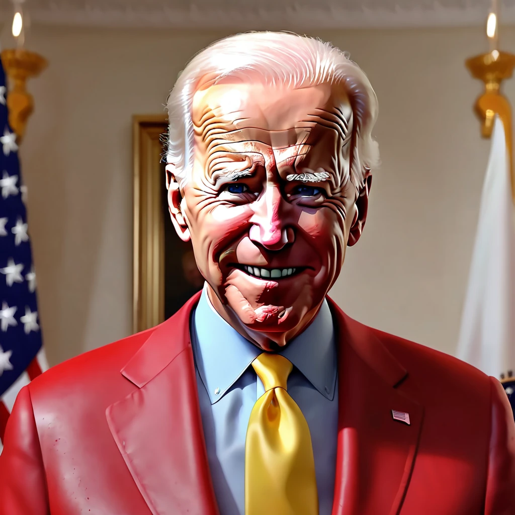 Create an amazing image of Joe Biden as Ronald McDonald's art style