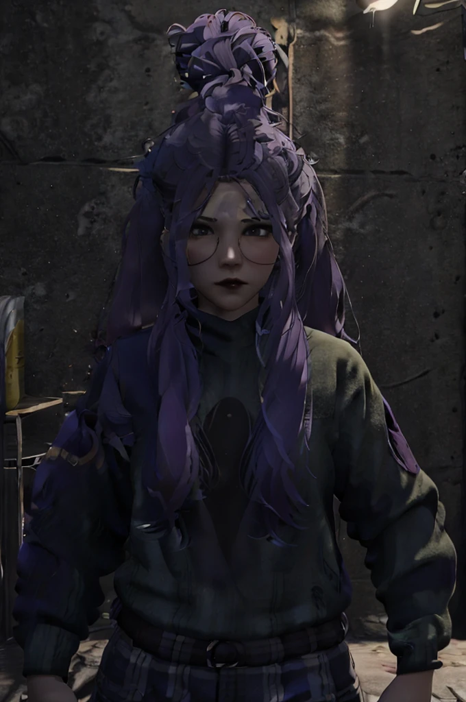 1girl, solo, purple hair, selfie