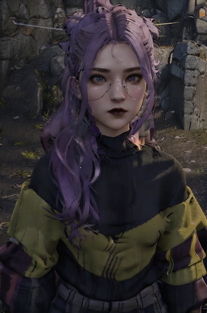 1girl, solo, purple hair, selfie