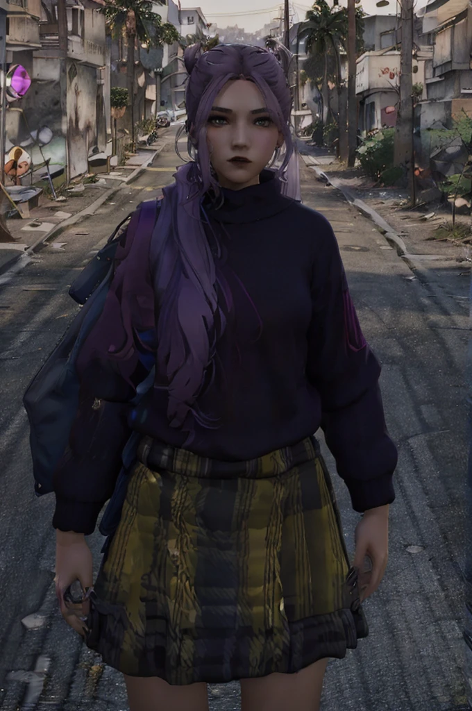 1girl, solo, purple hair, selfie