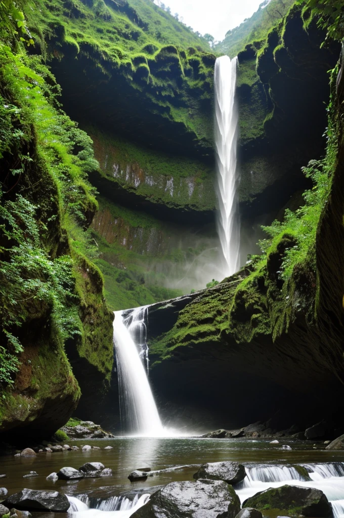 Crea una imagen sobre una cascada real 
