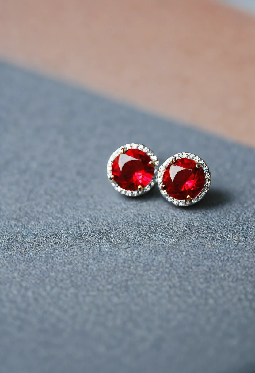 a small red earring lies on the table. close-up photo.