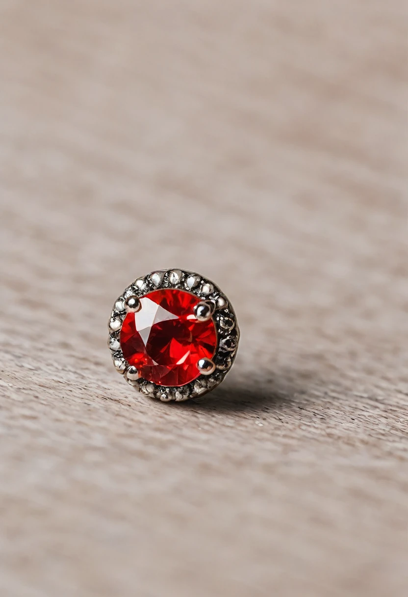 a small red earring lies on the table. close-up photo.