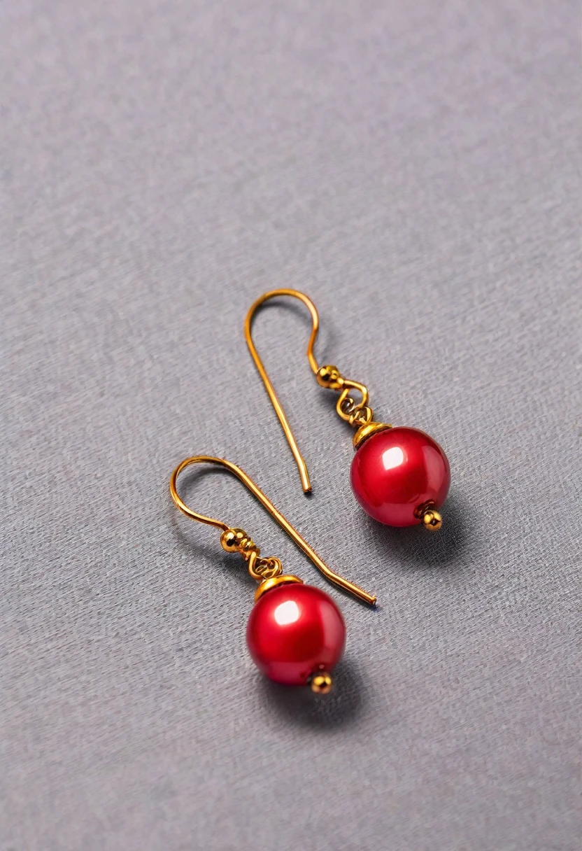 a small red earring lies on the table. close-up photo.