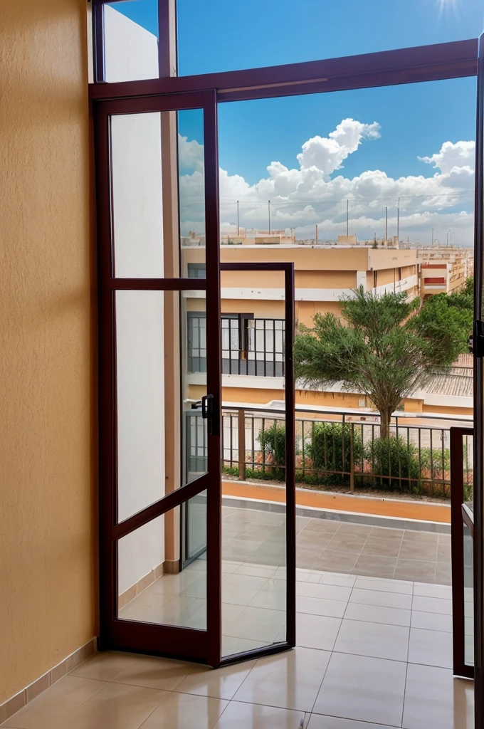 Imagen de hospital viejo y ventanas abiertas por el viento