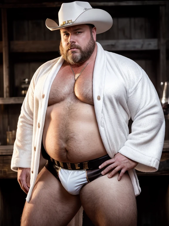 ((He is holding his hat with both hands)), Only plump, chubby, extremely thick thighs, large belly, fat, masutepiece,High quality,Highly detailed,intense scene, solid, Gritty reality setting for 50 year old sexy fat bearded man,full of sweat,Full body,Big belly,((Wearing bathrobe , meias brancas, a white shirt and white trunks)),Stunned face,Open the legs,In the darkness, Varied Camera Angles in Photography.    with a black cowboy hat, naked, vintage posing, full body, black bootstraps and lace underwear, various poses, HD 8k high quality, gay, black leather gloves on hands.(from the front), cowboy shot, n as a sheriff of a small town, (wearing sheriff uniform and badge), cattleman hat, bearded, beige vest, serious facial expression, (still from a movie), tense, dramatic, atmospheric, cinematic, (looking away),
(masterpiece), top quality, photorealistic, hyperrealism, absurdres, tack sharp, subsurface scattering, 8k, HDR, 35mm, professional photography, RAW,