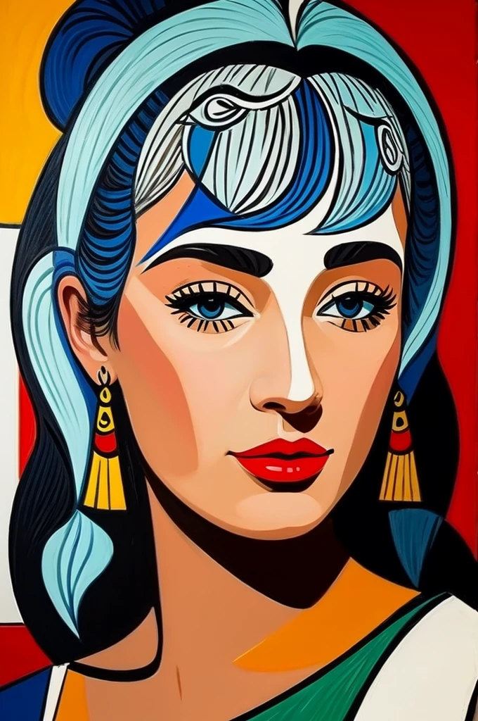 Picasso style Medieval woman colourfull top-quality