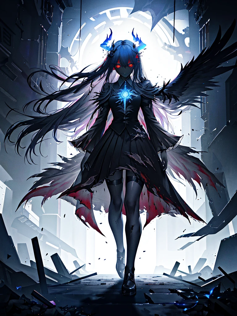 Generate works of women with strong fantasy elements in a dark and mad world with a focus on black in high quality. She has an eerie and charming figure and is dressed in a full-body black fashion style. The background is a fantastic fantasy world, where magical lights dance, strange creatures and magical plants are present. Her figure is mysterious, with a dark and mad vibe in harmony with the essence of fantasy. The effects of light and shadow are skillfully expressed, and the details, faces and expressions of the black costumes are meticulously drawn, further emphasizing the fantasy element. The overall atmosphere is mysterious and enchanting, yet it has its own artistic touch. The work is vividly projected in blacks and dark tones, evoking visual stimuli and aesthetics, and giving the viewer an interest and mysterious charm. We create high-quality works that weave fantasy elements into a dark and mad worldview.