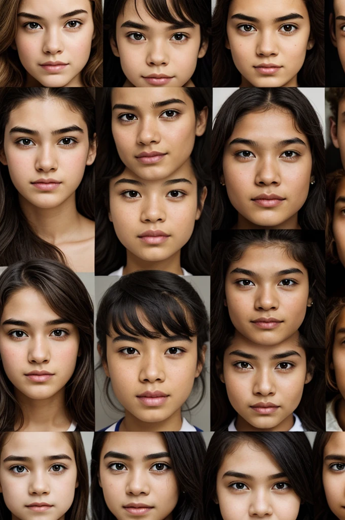 Draw a series of young faces with diverse expressions to represent the diversity of today's generation