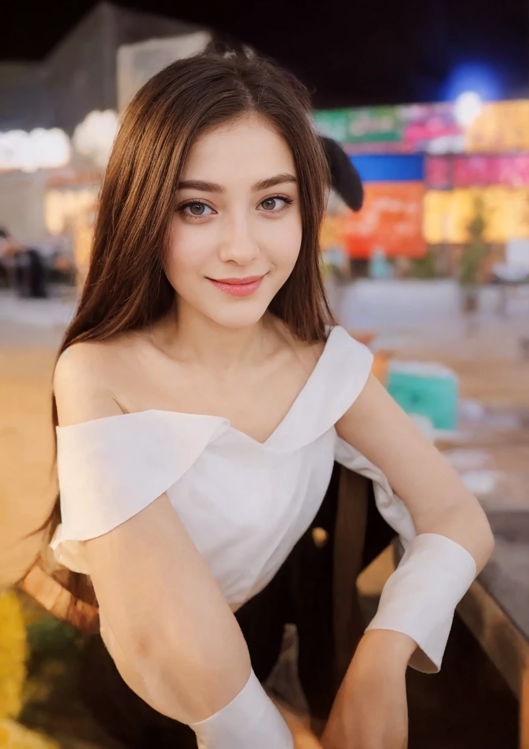 ((best quality)), ((masterpiece)), (detailed),(purple eyes), ((field of flowers)), perfect face, happy young woman, beautiful young woman, young woman tucking her hair behind her ear, laughing, happy, smile, wholesome, daisy behind ear, hair tucked behind her ear, long plaited hair, long perfect hair, slight blush, ((green eyes)), ethereal eyes, big eyes, blonde hair, detailed eyes, perfect iris, perfect eyes, symmetrical eyes, symmetrical face, happy on a field of flowers