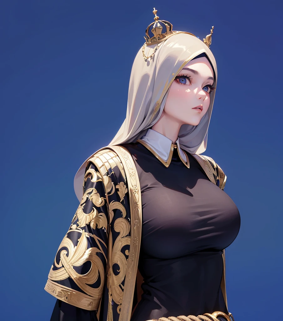 (Best quality, 8k, 32k, Masterpiece, UHD:1.2),Photo of Pretty Japanese hijab woman, tight shirt, clean background, photo studios, fetish hijab, woman hijab, digital art, gucci style, gucci clothes, album, official artwork, streetwear graphic design ,photo in studio, clean background, The Queen.