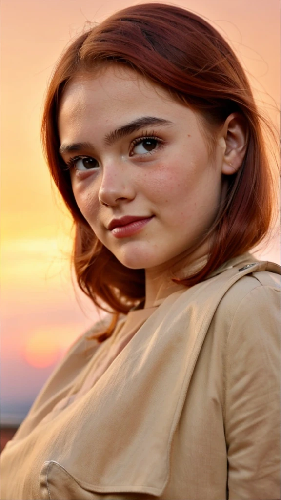 Beautiful girl, 16 years old, serene, very cute, redhead, huge bust, colors in harmony, natural lighting, pelada, agaichada