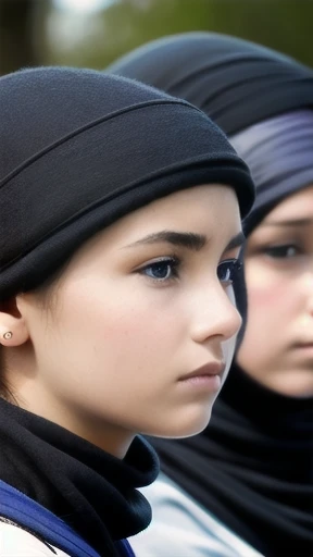   a group of Young Joadsk woman gathered, focus on the face