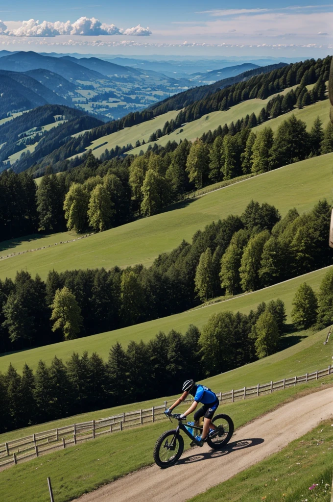 Blauer Himmel Mountainbiker Schwarzwald 