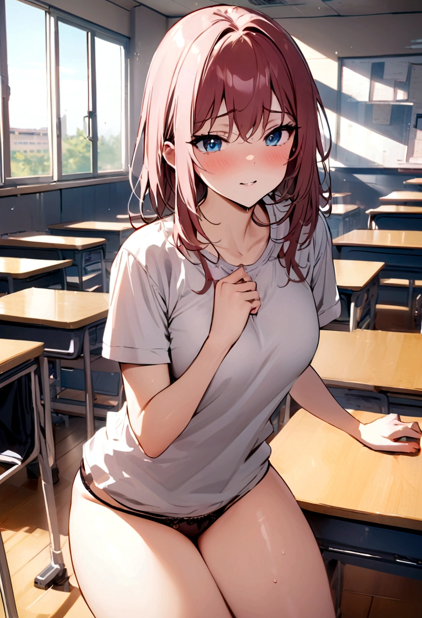 highest quality,masterpiece,Gal,School,classroom,Friendly,Show me your panties