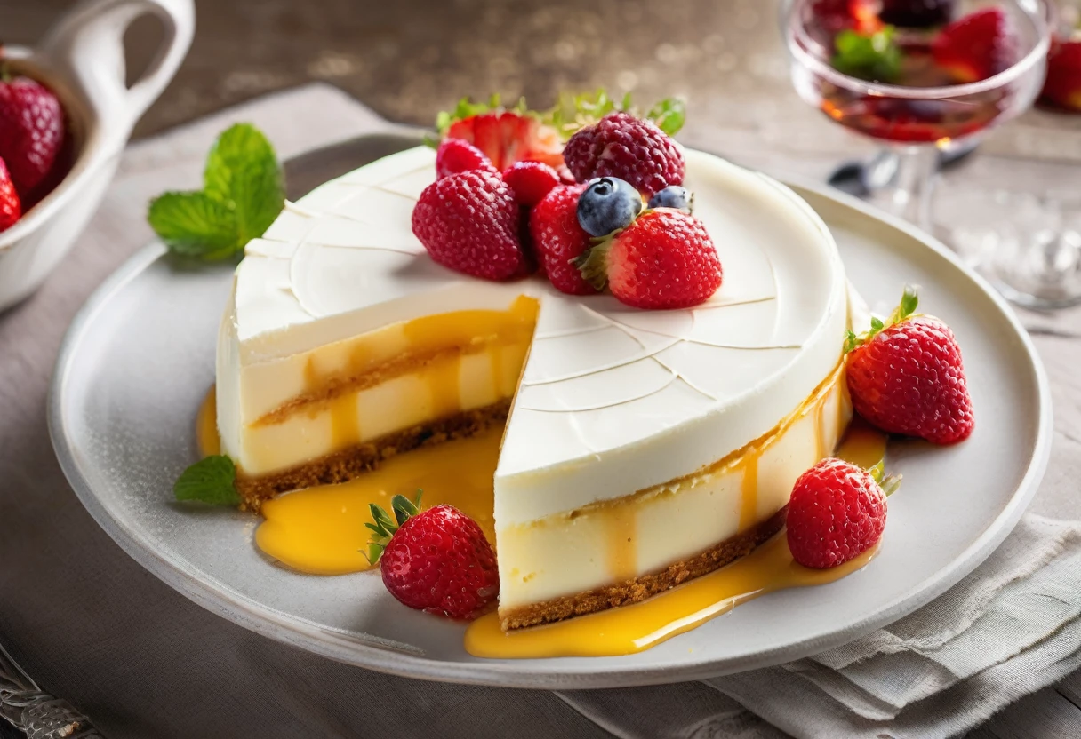 Hermosa y deliciosa tarta de queso,rebanada de tarta de queso,textura cremosa,ricos sabores,corteza mantecosa,Postre decadente,Amantes de los postres,food photograph,colores vibrantes,Deliciosos aderezos,Agua en la boca,Capricho indulgente,Postre tentador,irresistible aroma,Delicate presentation,sabor celestial,Deliciosamente suave,perfectamente horneado,Cheesecake factory quality,Tarta de queso crème brulee,Tarta de queso con remolino de fresa,Divine creation,artistic masterpiece,Layered perfection,rustic elegance,Superbly plated,explosion of flavors,delicia deliciosa,Bite-sized pleasure,Cocina creativa,obra maestra culinaria,estilo de comida,Agua en la boca dessert image,stunning composition,antojos tentadores,aesthetic delight,Sabores vivos,Bakery showcase,indulgencia decadente,Lujosa experiencia de postre,Dessert Dreamland,Entusiastas de la comida.