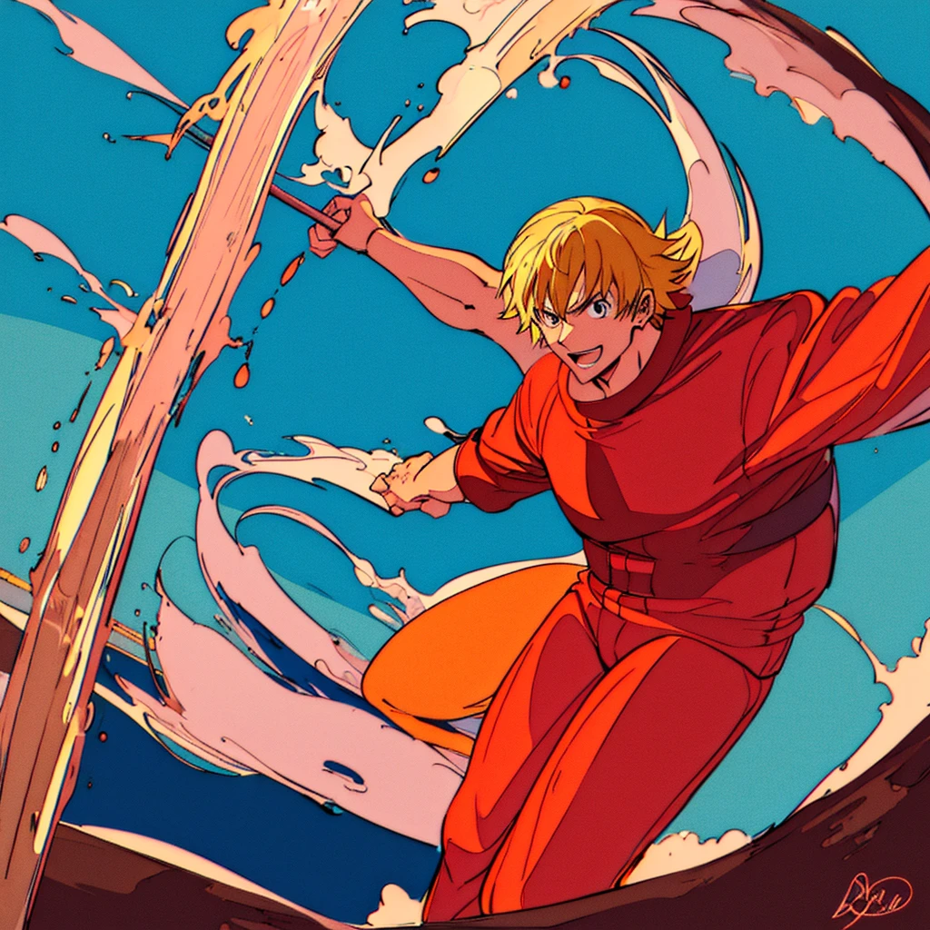 Personagem homem de one piece com arco e flecha e com poderes de lava usando manto da marinha