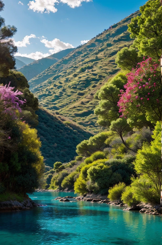 Paisaje de cuento de hadas color lila 