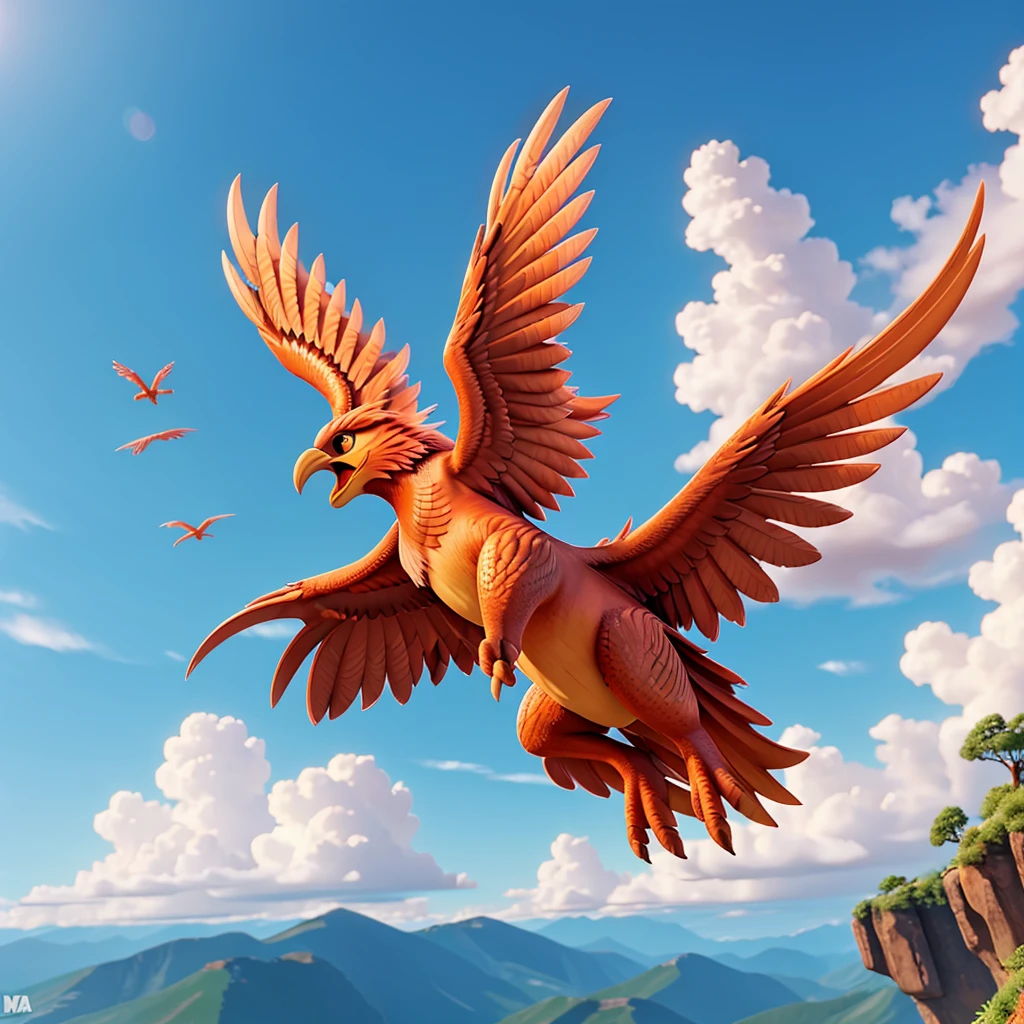 A majestic phoenix in flight, com penas vibrantes para uma logomarca