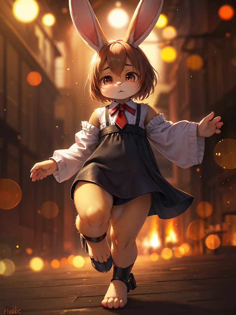 Hallucination, daydream , nightmare , bokeh , Hell's Soubee , (Realistic rabbit ankle joints:1.3)