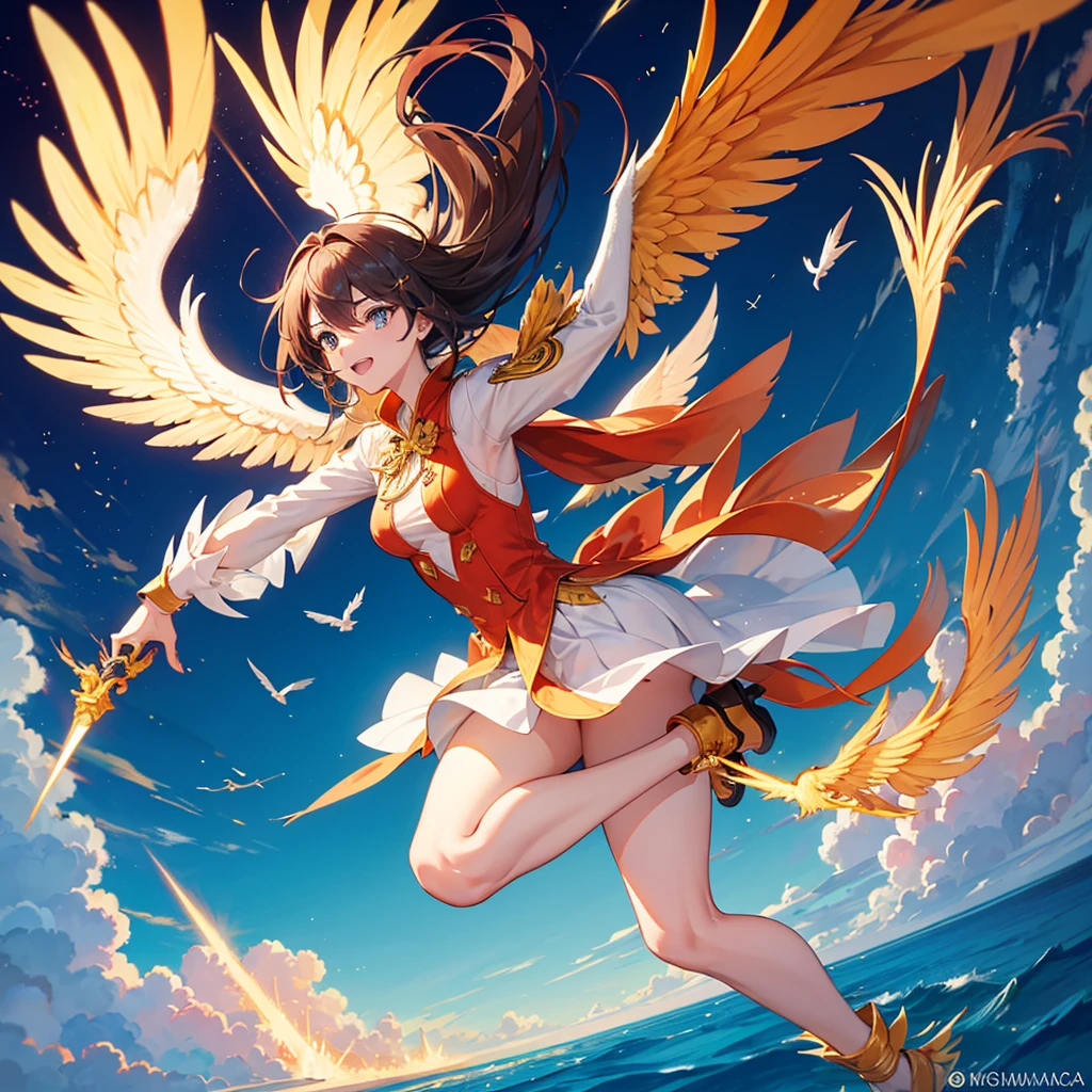 A majestic phoenix in flight, com penas vibrantes para uma logomarca