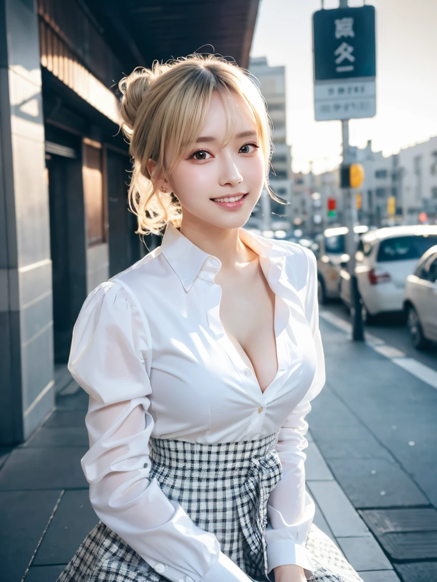 (Tabletop:1.3), (8k, Realistic, RAW Photos, highest quality: 1.4), Japanese, (One Girl), Beautiful Face, (Realistic Face), (Black Hair), Beautiful Hairstyles, Realistic eyes, Beautiful fine details, (Realistic Skin), Beautiful Skin, Charm, 超A high resolution, Surreal, Very detailed, Golden Ratio、 Show from waist to shoulders, Beautifully detailed skin, (cute:1.2), (Black Hair), ((JPOP Idol)), (Upper thigh:0.6), (Depth of written boundary),Soft Light, Lens Glow, View Viewer, (Droopy eyes:1.2), Straight teeth,smile, Floating Hair, (Blonde:1.2), Brown eyes, Movie Scenes, Cinematic, Full Color, 4K, 8k, 16K, RAW Photos, Tabletop, Professionally color coded, Professional photography, Cleavage,high school girl, Put your hair up, think,(Sweat,Haa)1.2,(blush,Open your mouth)1.3,Soft Clean Focus, Realistic lighting and shading, (Very delicate and beautiful art)1.3, elegant,Active Angle,Dynamism Pose, Realistic, (cute女の子:1.1), High resolution, Ultra Clear, Sharp focus, ,Cosplay, slim, transparent white cloth,Gray Hair, High Ponytail, (Off-White Damask Long Sleeve Shirt Dress:1.3), (Thom Browne designer dress:1.4), (Very detailed背景, Detailed background: 1.3), Bokeh, Depth of written boundary, China City Street, There is no one in the background,(Skirt flip、Pink Panties:1.1)