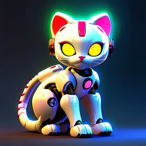 machine kitty,  (Full body shot) , 1 Transparent girl,Behind him is a transparent and cute robot cat, Transparent mech, Exquisite helmet:1.2, Luminous goggles:1.2, Cyberpunk, dreamy glow, luminous neon lights, Clean, White background, ( Global illumination, Ray traching, hdr, unreal render,reasonable design, high detal, Masterpiece, Best quality, hyper HD, Cinematic lighting)
