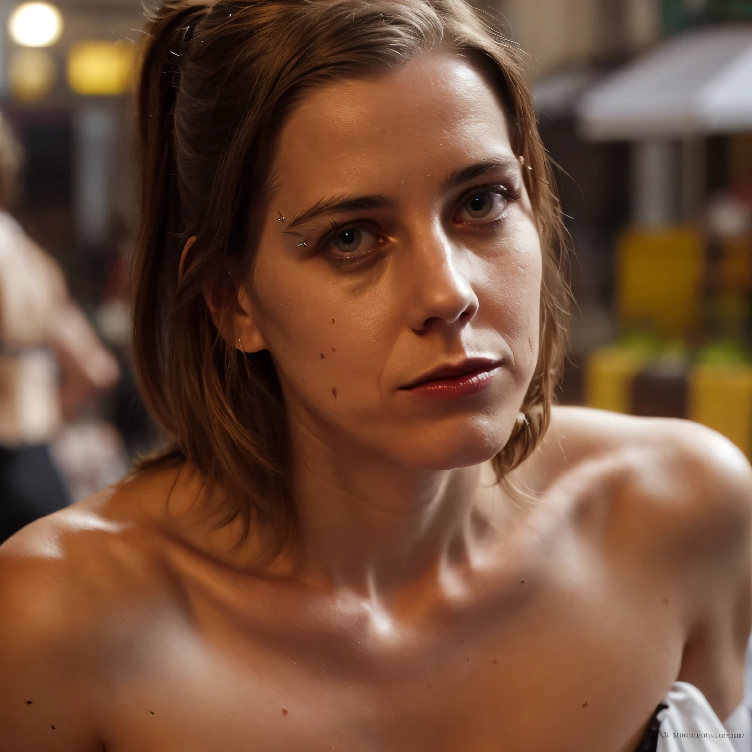 Sophia lillis, dungeons and dragons Foto RAW, uma foto de retrato de em (nude:1.3) noite, rua da cidade, (pele altamente detalhada: 1.2), 8k uhd, dslr, soft-lighting, alta qualidade, grain of film, Fujifilm XT3,