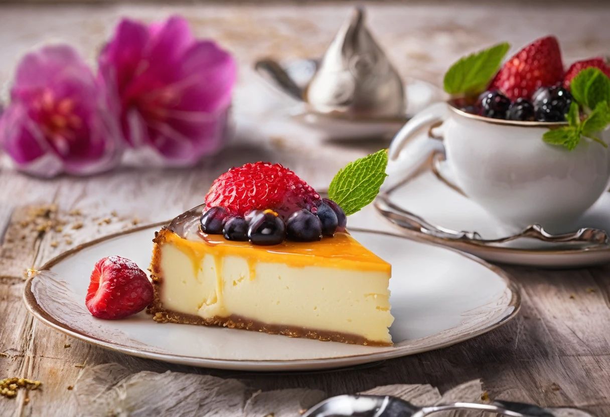 Hermosa y deliciosa tarta de queso,rebanada de tarta de queso,textura cremosa,ricos sabores,corteza mantecosa,Postre decadente,Amantes de los postres,food photograph,colores vibrantes,Deliciosos aderezos,Agua en la boca,Capricho indulgente,Postre tentador,irresistible aroma,Delicate presentation,sabor celestial,Deliciosamente suave,perfectamente horneado,Cheesecake factory quality,Tarta de queso crème brulee,Tarta de queso con remolino de fresa,Divine creation,artistic masterpiece,Layered perfection,rustic elegance,Superbly plated,explosion of flavors,delicia deliciosa,Bite-sized pleasure,Cocina creativa,obra maestra culinaria,estilo de comida,Agua en la boca dessert image,stunning composition,antojos tentadores,aesthetic delight,Sabores vivos,Bakery showcase,indulgencia decadente,Lujosa experiencia de postre,Dessert Dreamland,Entusiastas de la comida.