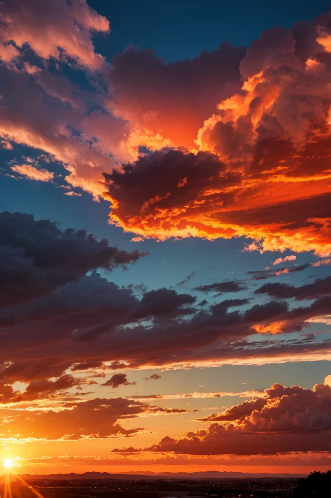 sunset、Red fuzzy cloud