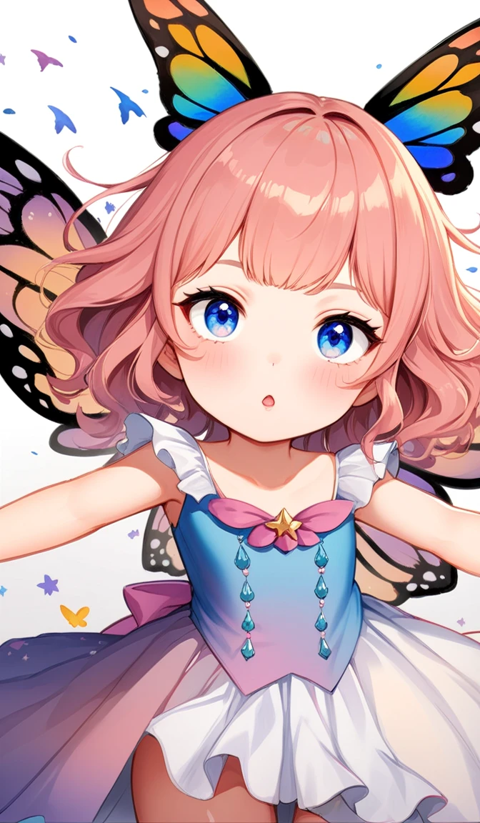 atmosfera chuva vermelha, Besouro fairy and colorful mix (blue, orange, black, white) butterflies around her. sexy Bruna marquezine + bulma peitos grandes Magnificent butterfly wings. Colorful mix stars red on the head. Light colored big eyes. Eyes and pupils should be symmetrical. Look at the camera. Pink and blue tulle dress with top and white skirt. Full lips. Close-up portrait. Centered image. I don't want jewelry. Elegant face. Ink drawing. Watercolor. Hyperrealism. Fantastic. Fantasy. Naturalism. Surrealism. Pop Surrealism. Absurd. Close-up portrait. Centered image. Perfect pose. Admirable. I don't want jewelry. Flawless beauty. Rare beauty. Mysterious. A dreamy fairy tale. Storybook illustration. A masterpiece of small details. Sharp focus. Ultra detailed. Dynamic pose. Fluent. Energetic. Organic. Atmospheric. Perfect synchronization of soft colors and vivid colors. 60-30-10 rule. The image must have a mysterious look and an incredible masterpiece quality. Ultra detailed. Soft palette. Transition from tone to tone. Super details. Pay close attention to small details. Ultra-fine details that capture every texture. The macro should provide details. Super detailed texture. Realistic texture design. Luxurious details. It must be absolutely perfect. Cinematic effects must be applied. The proportions of objects must match the aspect ratio of the screen. It must be UHD (Ultra High Definition format). High quality. 32k Ultra HD, ultra realistic. 35mm Fuji Film. Pino Daeni style. Brooke Shaden style. Michael Hussar style. Gerald Brom style.