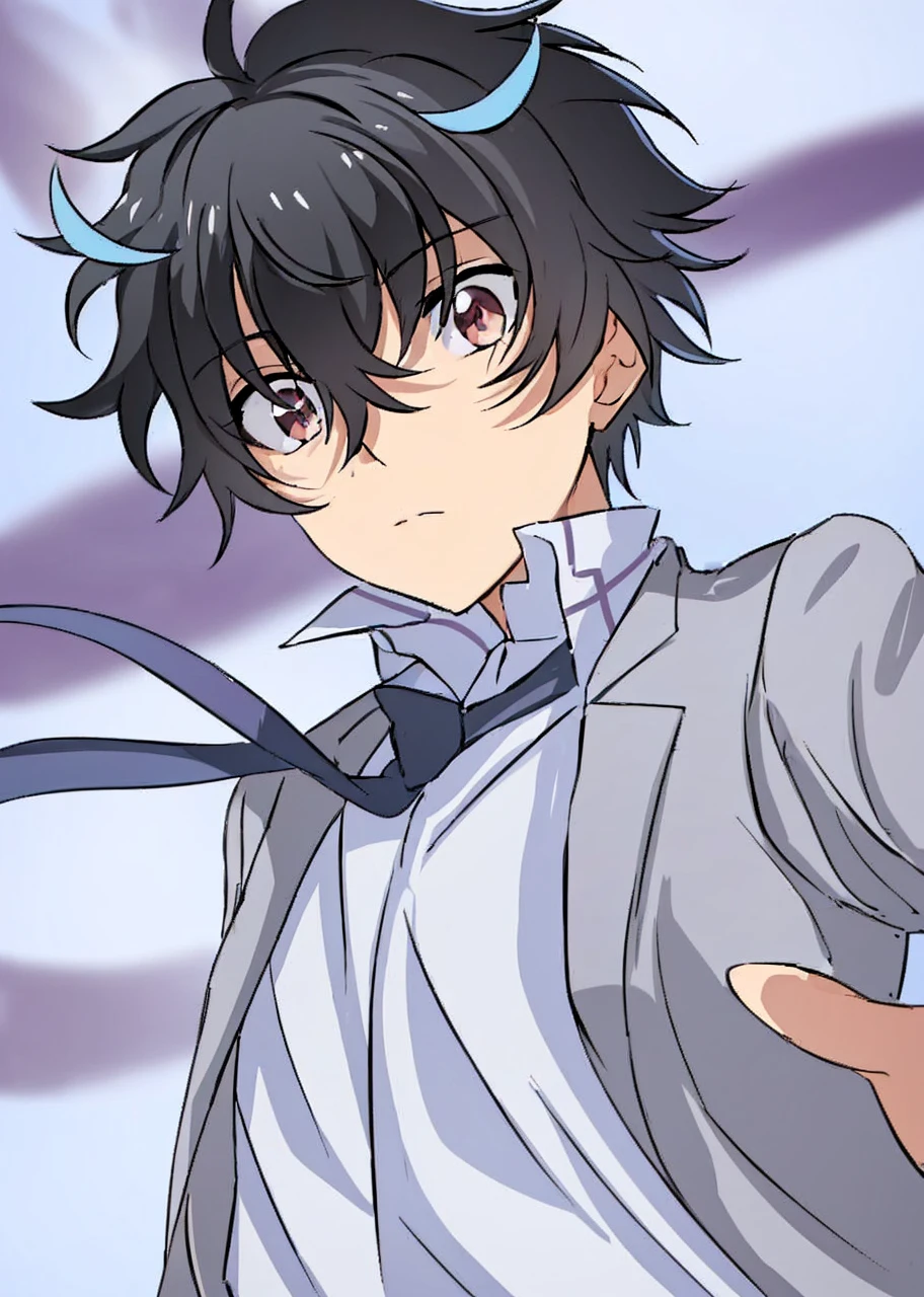 Yogiri Takatou, anime Sokushi Cheat ga Saikyou Sugite, Isekai no Yatsura ga Marude Aite ni Naranai n desu ga, A boy with black hair, in a gray school uniform, A boy with black hair, in a gray school uniform, 4K