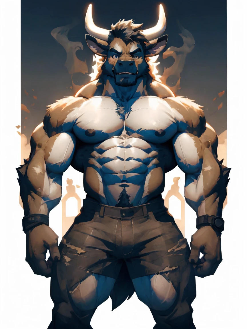 Minotaur, solo, muscular, perfect_eyes, perfect_face, abs, big_chest,wide_body, muscular_arms, winter, snowforest_background, solo, minotaur, theets, angry, half_body, close_up, low_angle, manly, man, muscular, brown_horns, big_eyes, orange_eyes, glowing_eyes, bara_body,hyper_muscles, hyper_chest, big_body_small_face