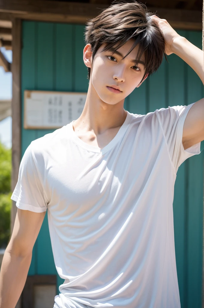 cool,,,,Refreshing athletic guy,,,boys,,charm,Action,Vibrancy,Japanese high school student style,Celebrity style,clavicle,thin limbs,,Male Focus,main character,,Buddy,,Gentle Breeze,Dust,Natural light,Big white t-shirt,,,,Sexual desire,