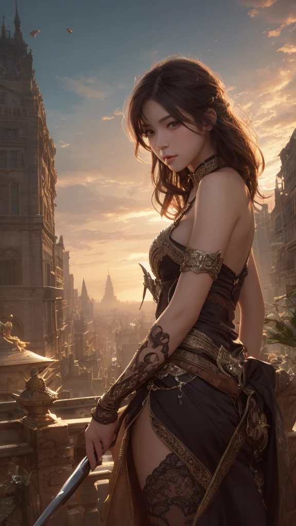 (masterpiece), (extremely intricate:1.3), (realistic), 1girl, solo, photo of a girl, the most beautiful in the world, (medieval armor), battlefield backdrop outdoors, far away castle, professional photograph of a stunning woman detailed, sharp focus, dramatic, award winning, cinematic lighting, volumetric dtx, (film grain, blurry background, blurry foreground, bokeh, depth of field, sunset, motion blur:1.3), 4k, 8k, hd, hdr, armor bare shoulder, front view
