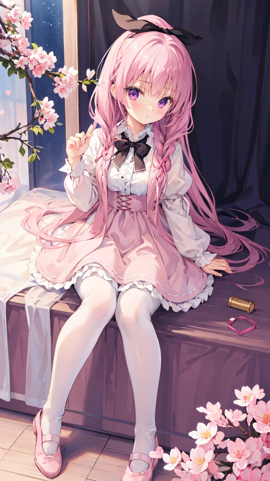 1 cute girl、solo,absorb lint,Pink room,ta,White silk pantyhose,Mitsukasa Ayase
