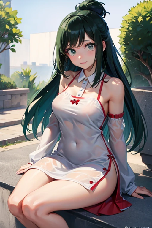 mais_detalhes:-1, mais_detalhes:0, mais_detalhes:0.5, mais_detalhes:1, mais_detalhes:1.5,(1girl),Inko /(My Academy of Heroes/), cabelo verde, milf ,Anko Midoriya, Roupas sensuais, Estilo de Natal, com Vestido com saia Muito curto