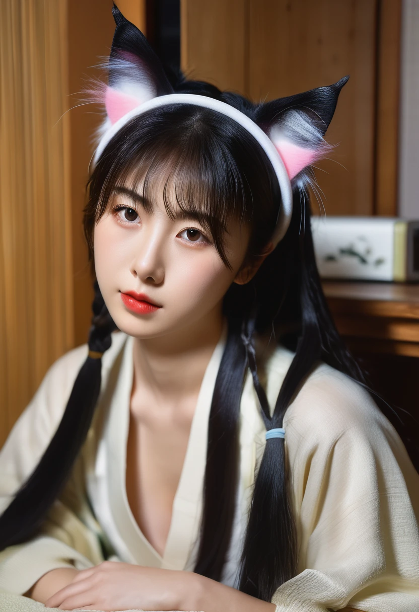 Masterpiece, Japanese idle, Looking at theviewer, (Cat ears:1.3)