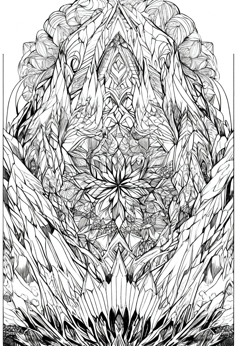 A mountain with intricate pattern inside of it no colour no shading black and white for coloring pages